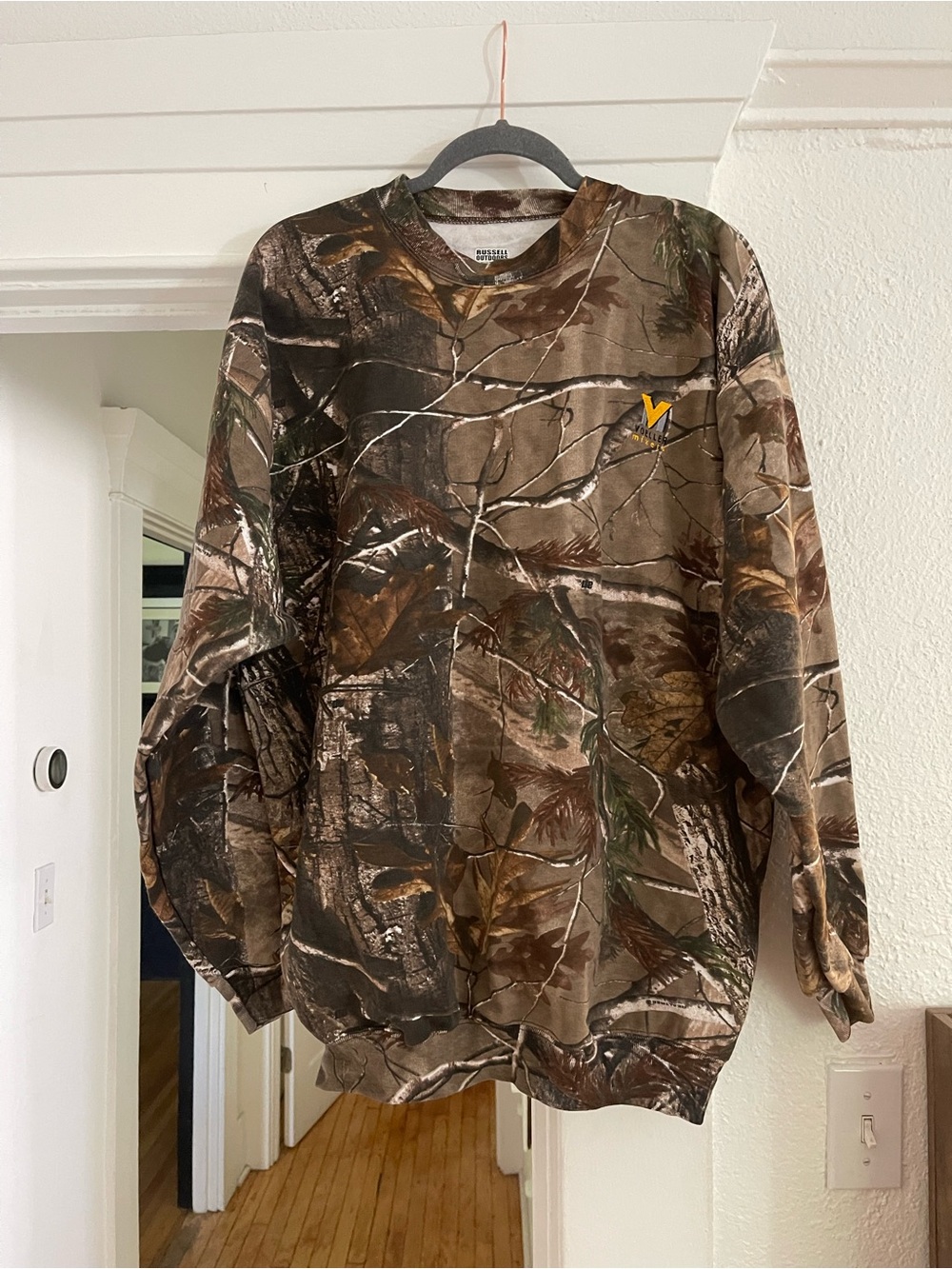 Russell Athletic Camouflage Crewneck with Yellow Accent